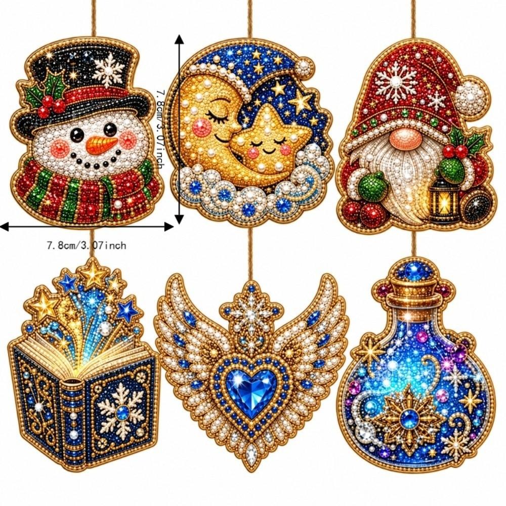 6 Stück/Set Metallkette Diamantmalerei-Set 3D Perlen Hängender Suncatcher Bastelartikel Weihnachtsdekoration