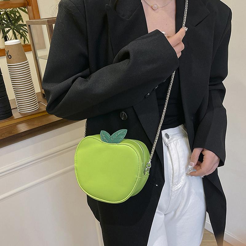 Yogodlns Girl Crossbody Bag Cute Apple PU Personality Women Shoulder Bag Simple Small Satchel Cartoon Shaped Coin Purse