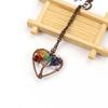 Retro Handmade Wire-Wrapped Natural Stone Crystal Heart Tree of Life Necklace (N142)