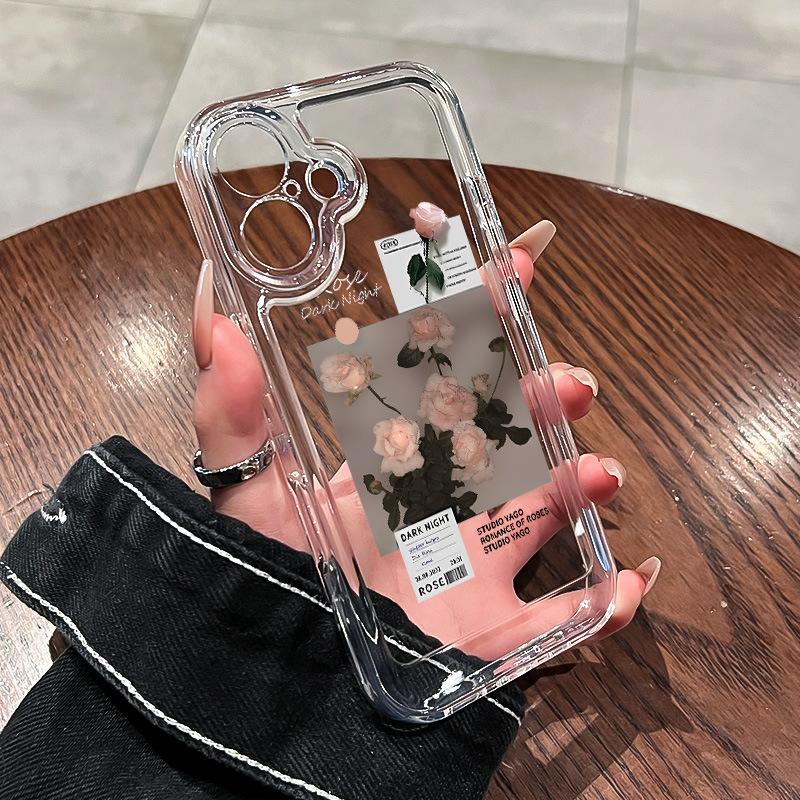 Applicable To Apple 11 Niche Beautiful Mobile Phone Case Transparent Fairy 11promax Rose Label P11pro