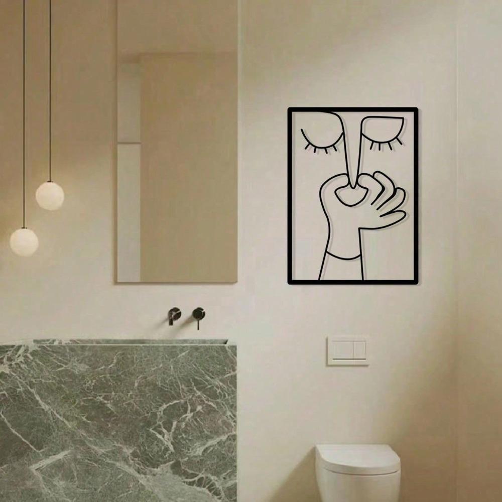 1pc Metal Nose Clip Wall Art, Minimalist Bathroom Line Art, Funny Toilet Decor, Guest Bathroom Hanging, Iron Craft Home Decor