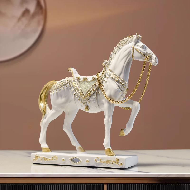 Elegant Resin Horse Ornaments for Luxury Home Decor – Perfect for Living Room and Wine Cabinet.