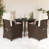 Vidaxl 5-Cz. Gartenmöbel-Set mit Kissen, Braun, Polyrattan