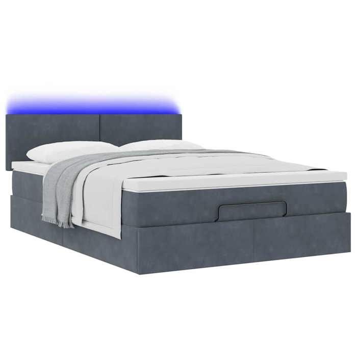 VidaXL Cadre de lit ottoman avec matelas gris foncé 140x200 cm velours 3312555