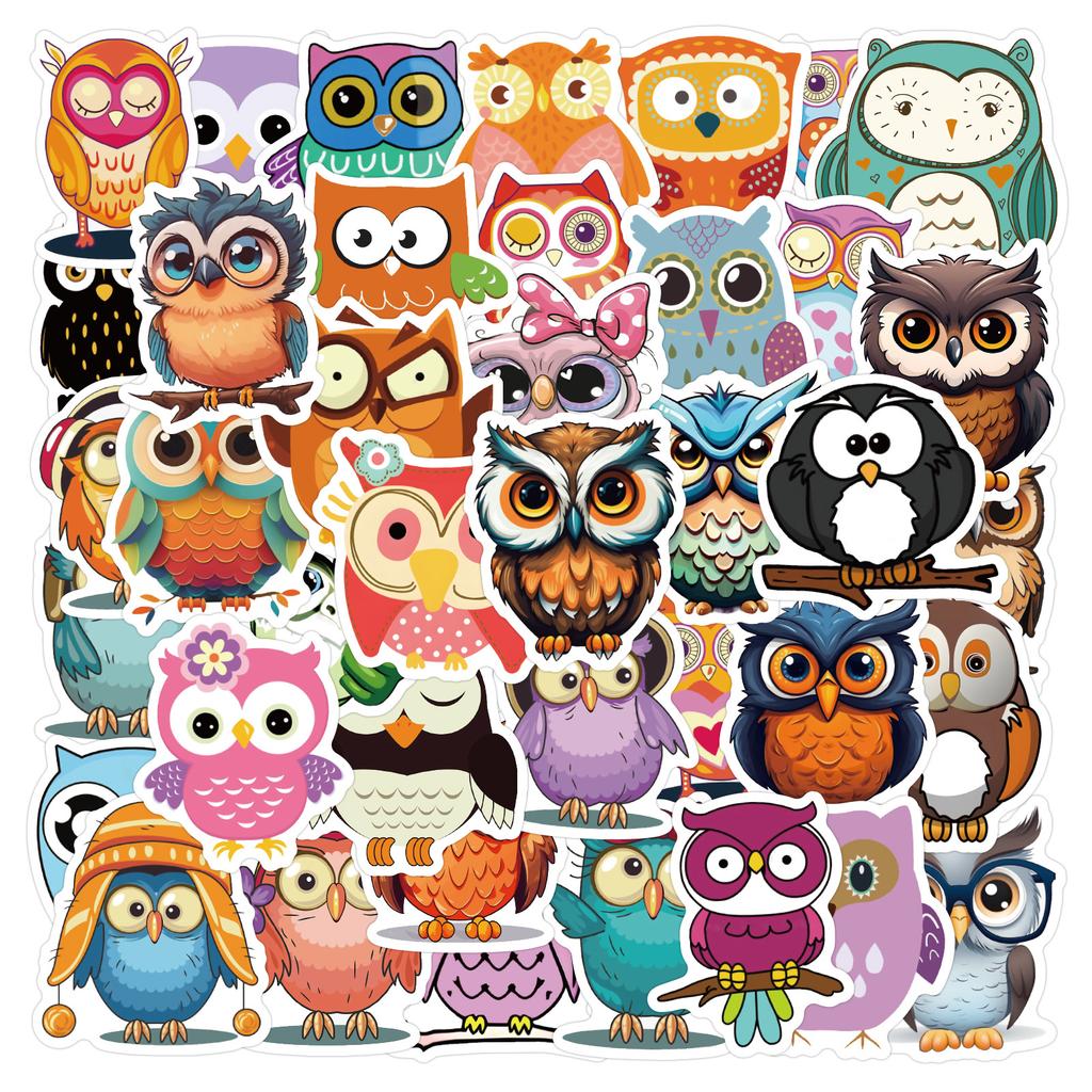60 New Owl Owl Cartoon Graffiti Stickers Laptop Suitcase DIY Personalized Stickers