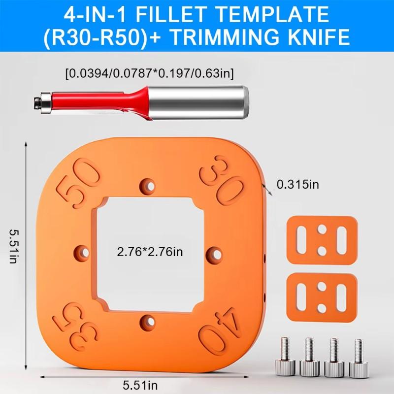 Szablony promienia naroża frezarki do obróbki drewna R10 do R50 Frezowanie zakrzywionych narożników Frezowanie okrągłe radianowe Twardość ABS Narzędzie