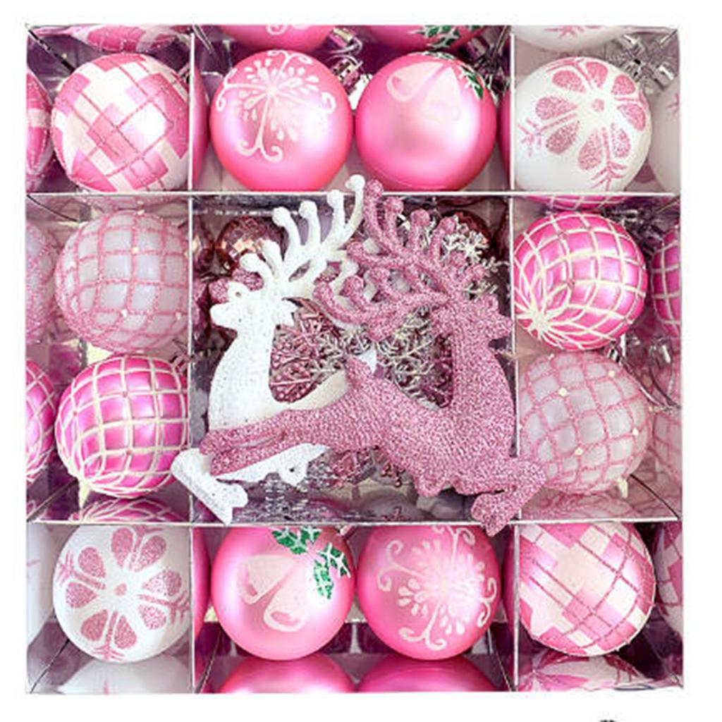 Christmas Decorations Electroplated Plastic Ball Ice Snowflake Elk Christmas Ball Set Pendant.