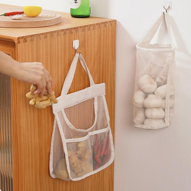 1Pcs Portable Hanging Mesh Storage Bag Multi-Purpose Breathable Kitchen Fruit And Vegetable Hanging Bags