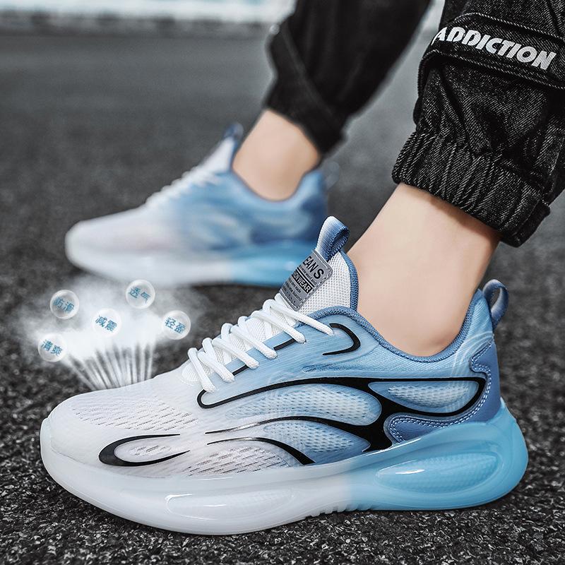 

Осенняя новая модная сетчатая мужская обувь попкорн кроссовки большого размера повседневные кроссовки для пары папы 36 светло-синий