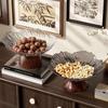 Elegant French Fruit Plate Set with Wood Grain Stand