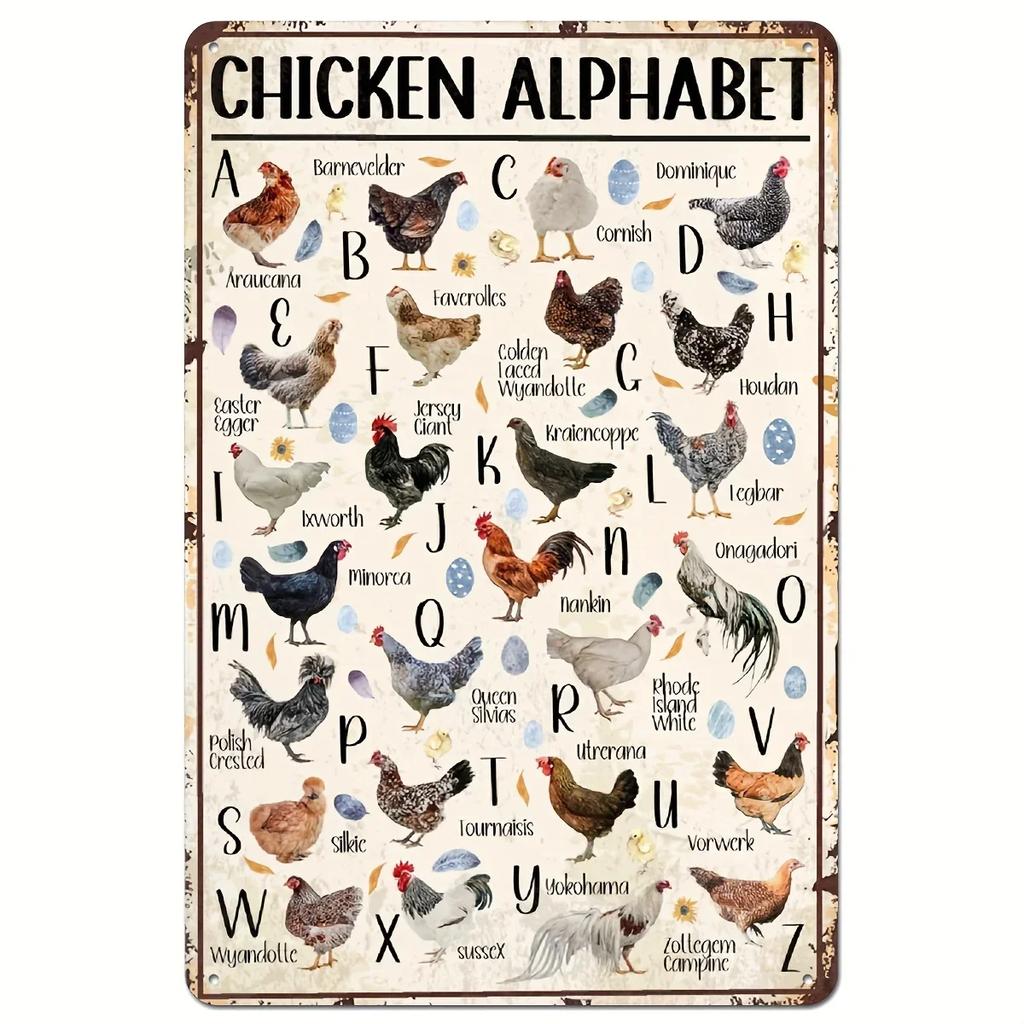 Vintage aluminiumskyltar för kycklingfarm för mysig kaféinredning