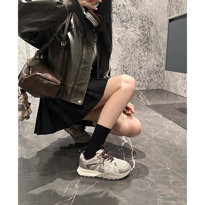 Cowhide version~ Su Yinyin retro platform dad shoes women's 2025 spring mesh breathable casual Dexun sports shoes