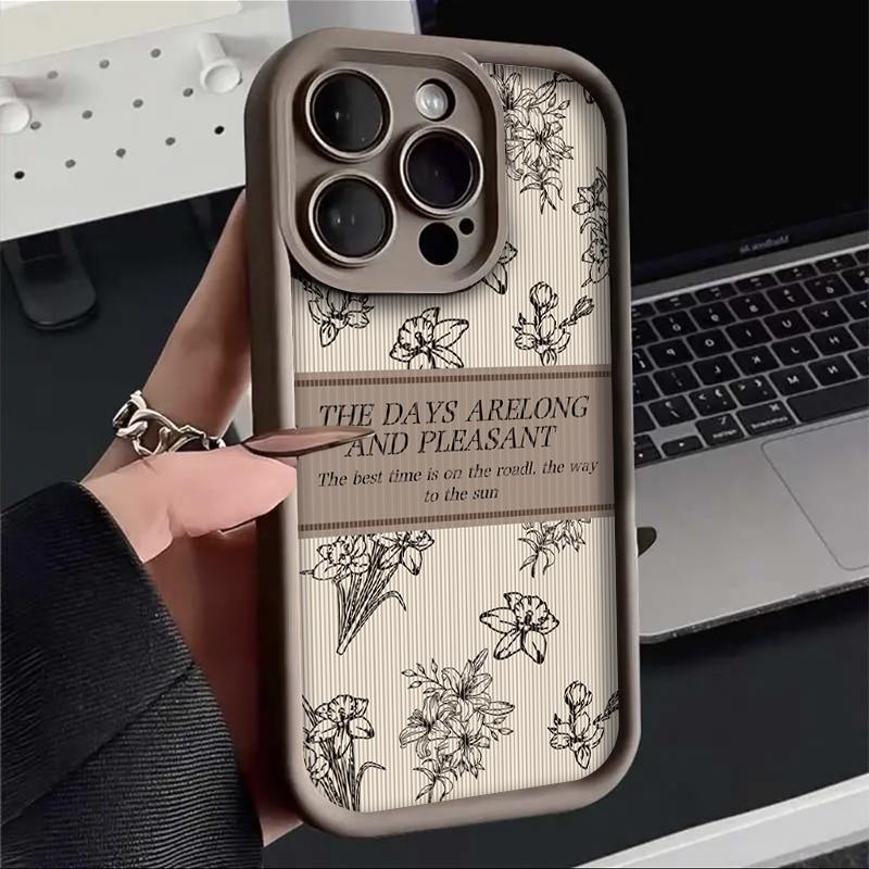 Vintage flower graphic phone case for iPhone 16 15 14 13 12 11 x XR Xs SE2 SE 8 7 plus pro Max mini silicone back cover