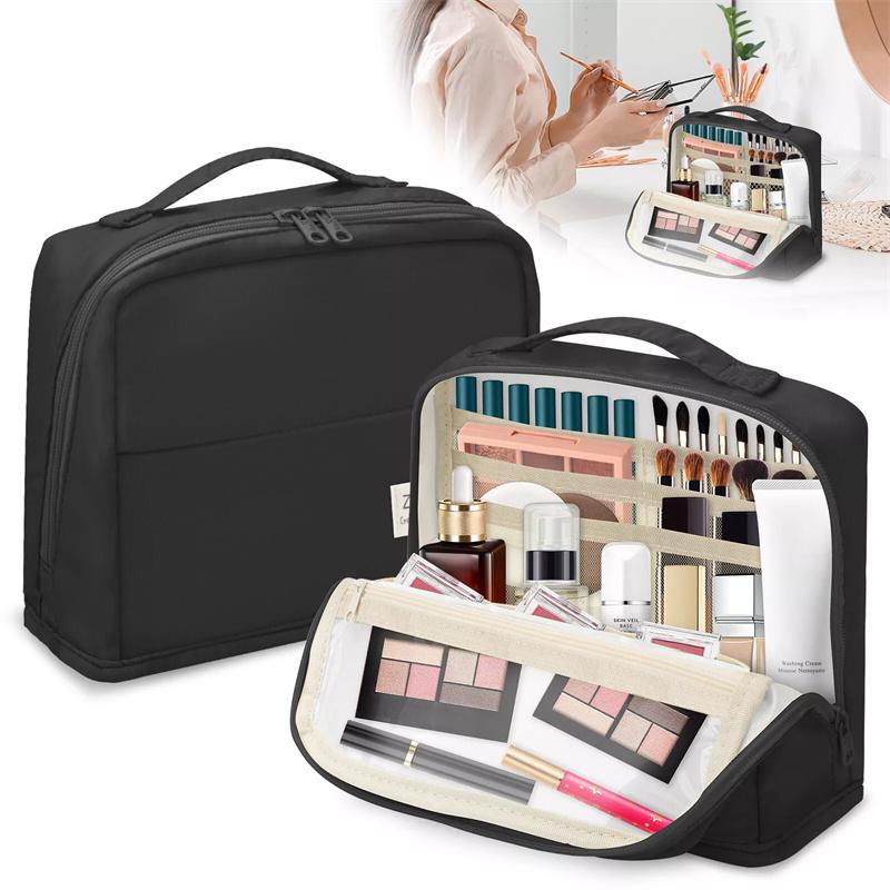 

Solid Color Large Capacity Storage Bag Minimalist Multi-Functional Multi-Layer High Aesthetic Student Stationery Bag 1Pc чёрный