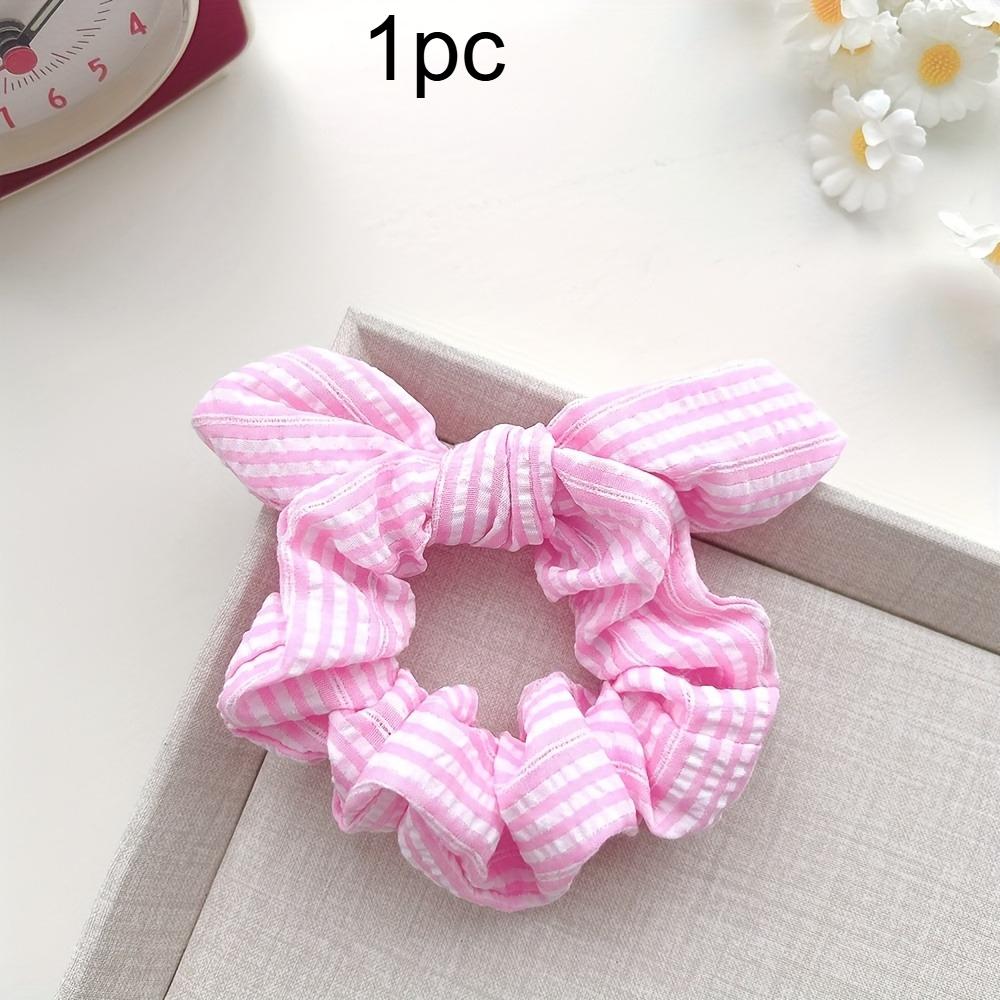 1pc Plaid Fabric Hair Scrunchie Elastic, No-Damage Ponytail Holder with Sweet Cat Ears Design Vintage Style Hair Accessories