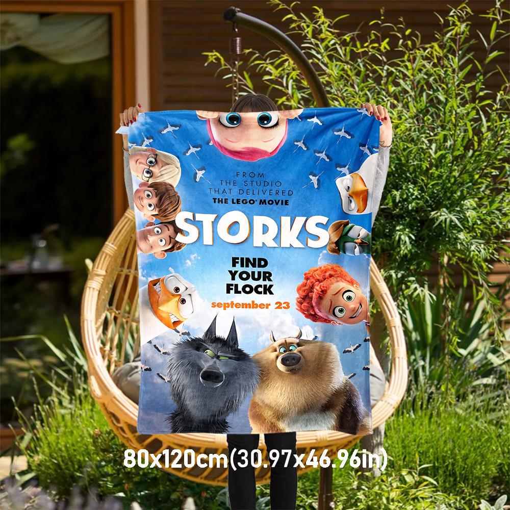 

1pc Storks Find Your FlockOutdoor Flannel Blanket Soft Plush Decor for Picnics, camping,Bedroom, Playroom, or Lunch Break, Perfect Gift 80x120cm