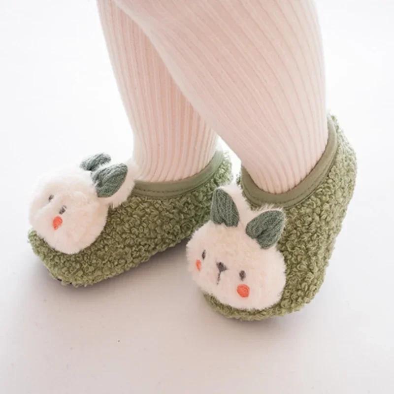 Cartoon Rabbit Baby Floor Socks Kids Plush Slippers Toddler Warm Shoes Children Soft Non-slip Prewalkers Indoor Home Slippers
