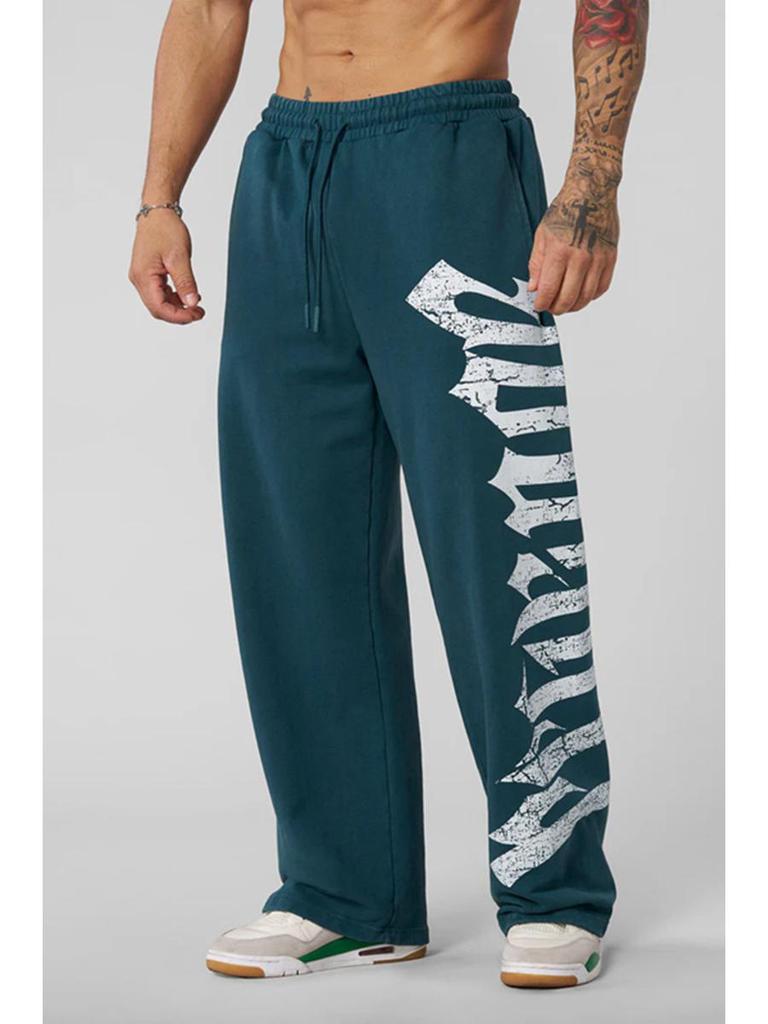 Herre Joggebukser med brede ben og stor skrift: Trendy fritids-, trenings- og joggebukser