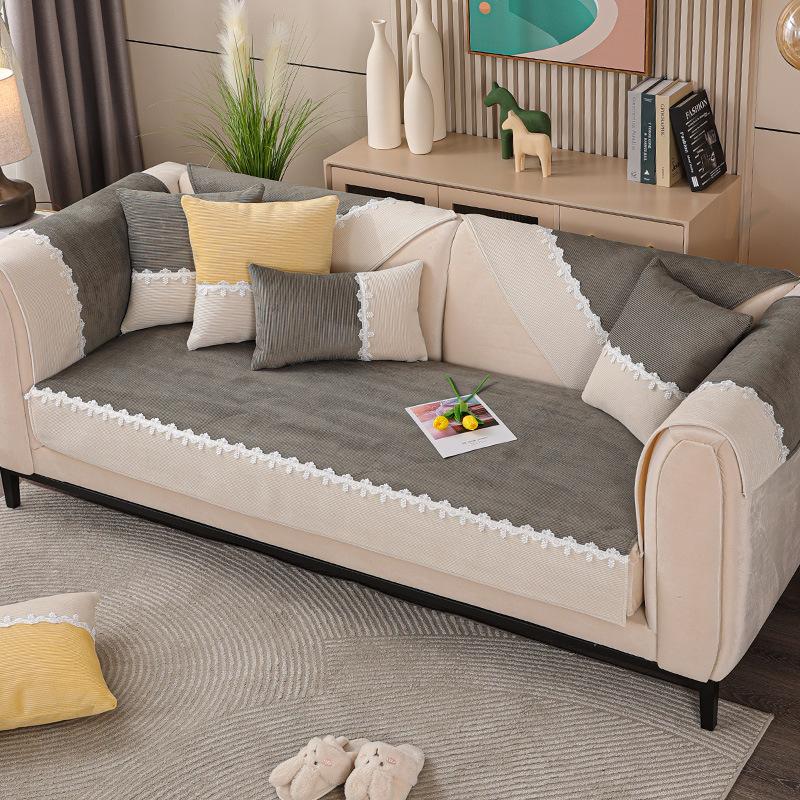 

Four Seasons Universal Sofa Cushion Cover Non Slip Simple Design Soft Comfortable for All Furniture 70*70