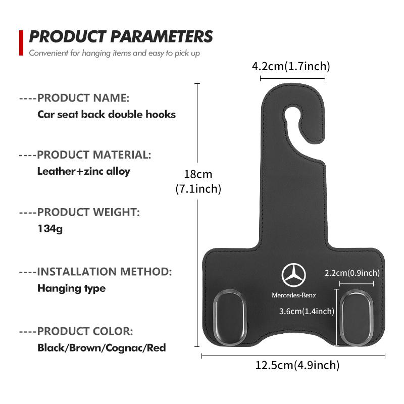 D6Car Rear Seat Double Head Storage Hook Headrest Hanger Clip For Mercedes Benz AMG A C E S G Class W201 W210 W108 W204 W205 W203