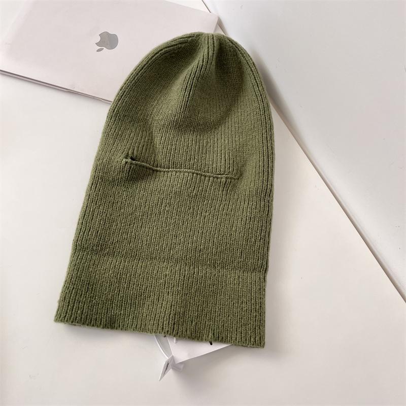 One hat and two wears~ Winter face kini windproof and warm cycling knitted hat balaclava cap pullover wool hat