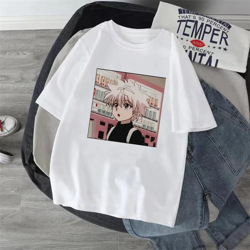 Kawaii Japanese Anime X Hunter Cotton Women's T-shirt Manga Hisoka Killua Zoldyck Kurapika Devil's Eye Short Sleeve T-shirt