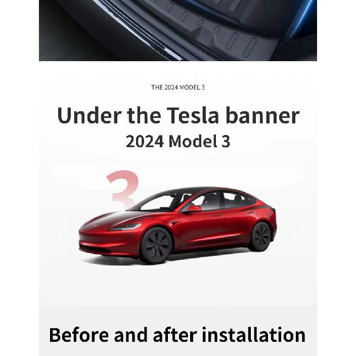 For Tesla 2024-25 Model3 Highland 3 Rear Trunk Mat TPE Car Pads Waterproof Protective Trunk Mats Upper Layer of Trunk Cushion