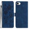 For iPhone 16e Wallet Case Rose Pattern Imprinted Leather Flip Stand Phone Cover