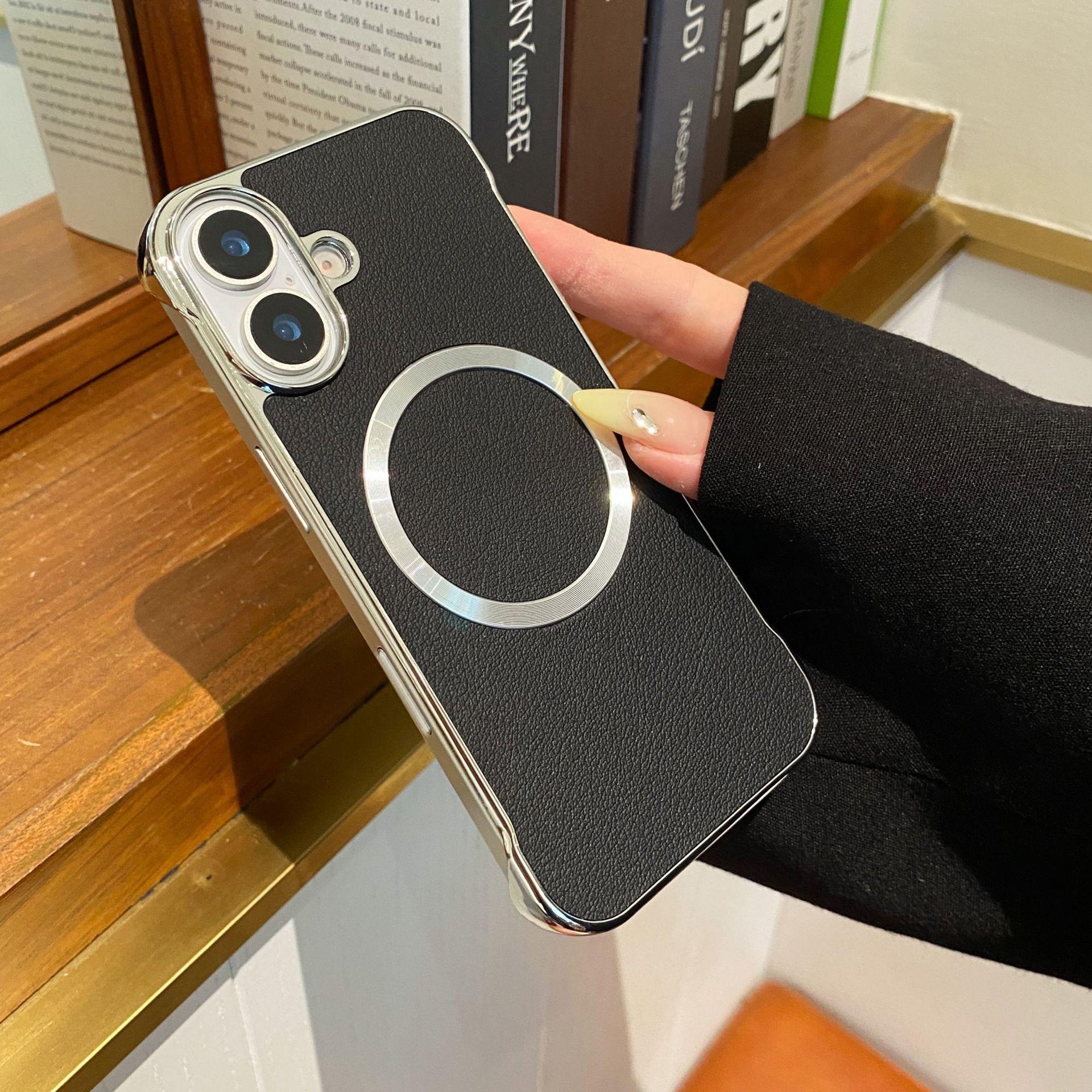 

Подходит для iPhone16PROMAX Безрамочный Чехол для телефона с магнитной адсорбцией Apple 15 Кожаный Чехол Huawei Mate70 Противоударный Чехол iPhone16proMax