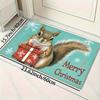 1Pcs Anti Fatigue Kitchen Rug Squirrel Christmas Print Waterproof Non-Slip Thick Cushioned Kitchen Mat Heavy Duty Comfort Standing Mat for Kitchen