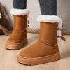 Women's Warm Thicken Plush Snow Boots  Winter Bowtie Thick Platform Ankle Boots Woman Slip On Non Slip Cotton Padded Shoes