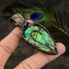 Green Dendritic, Moonstone Gemstone Copper Wire Wrap Jewelry Pendant 2.96"