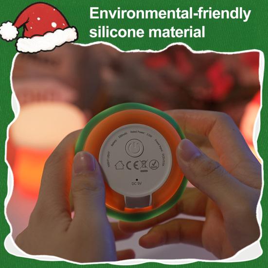 Christmas Night Light Bedside Touch Lamp with Color Changing Rechargeable Silicone Nightlight for Kids' Bedroom