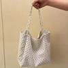 Women's Polka Dot Canvas Tote Bag Large Capacity Korean Style Casual Shoulder Bag Lightweight Student Handbag For School Commute
