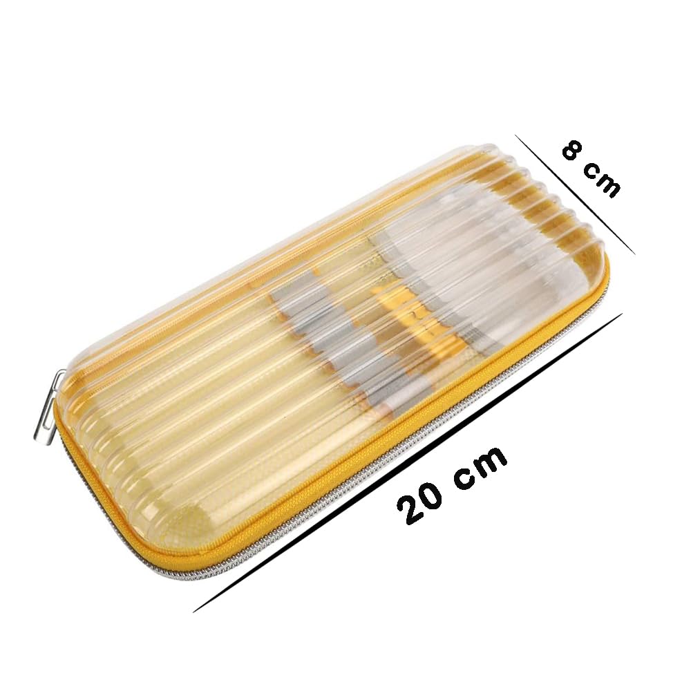 RSINC Art & Brush Storage Organizer | Transparent Makeup, Pencil Case | Stylish Transparent Pencil Box | V Transparent Pencil Case