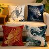 Cushion Cover  Linen  SkinFriendly Soft Decorative Case For Sofa Home Decor Dragon Anime Cool Cartoon Pillow Cover