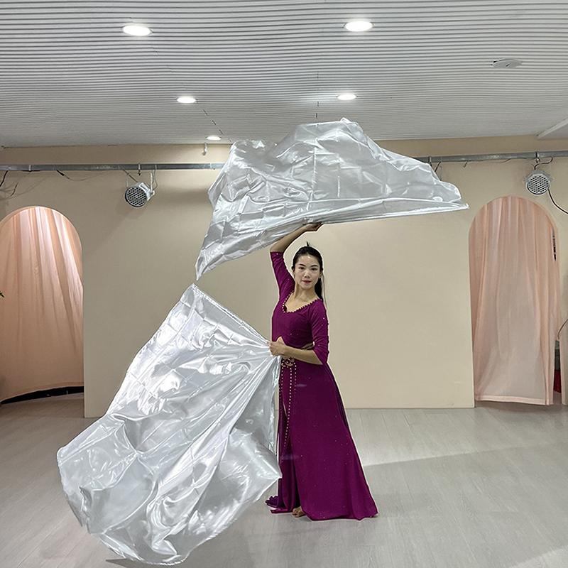 Dance Props Flag With Telescopic Sticks 140*140Cm Multiple Colors Belly Dance Semicircle Flags Performance Props Accessories