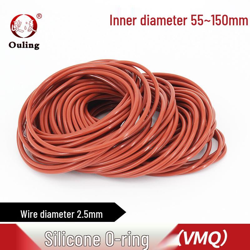 Red Silicone Sealing Ring - Various Sizes (55-150mm x 2.5mm) OD 55*2.5mm (1 piece) Red Silicone O-Ring