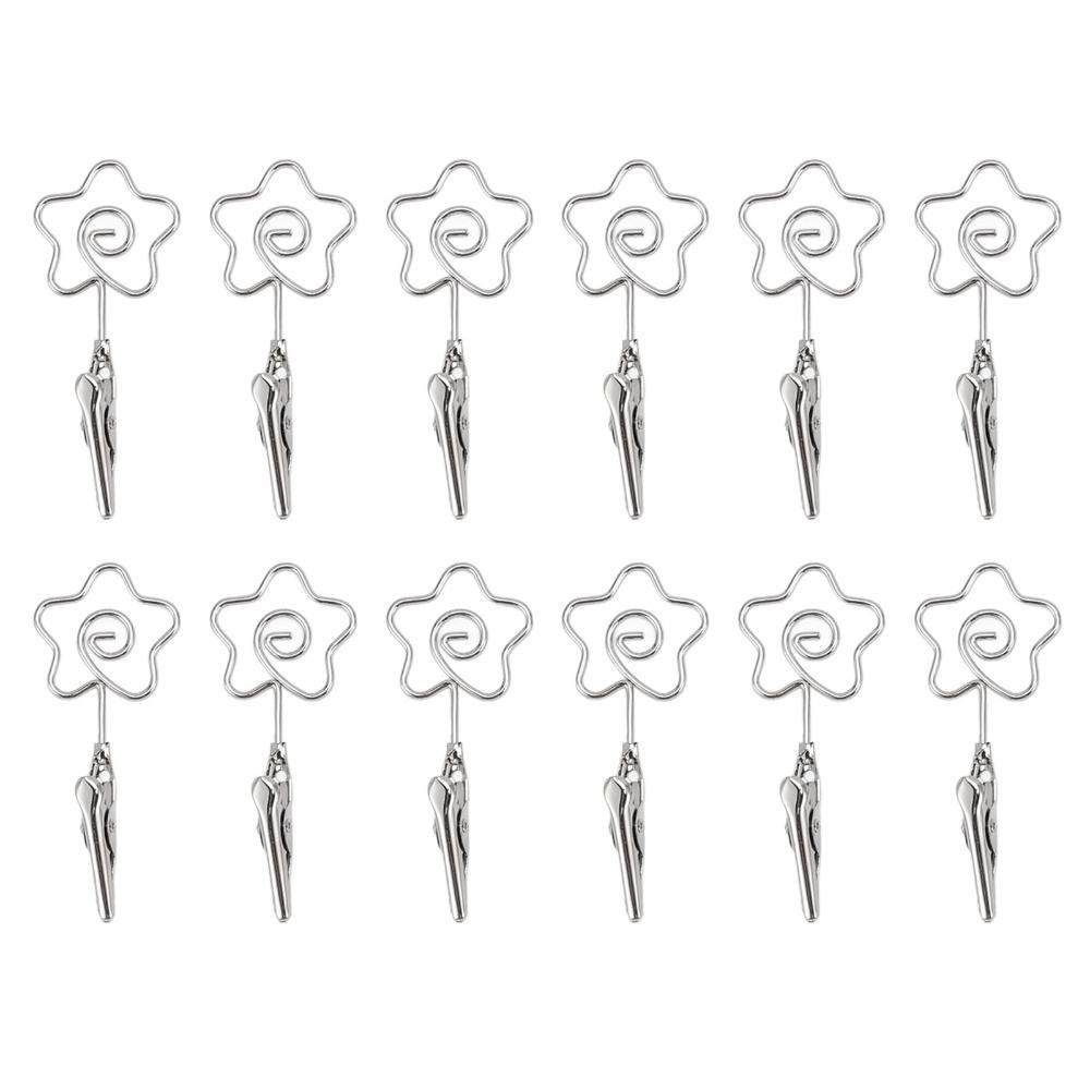 12Pcs Multi Shape Double Headed Memo Clip 70mm Silver Note Clips Metal Multifunctional Wire Picture Clip Hanging Photo