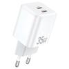 Awei Ład. Rete. Pd65-Eu 35W2X Usb-C Bianco/White Gan