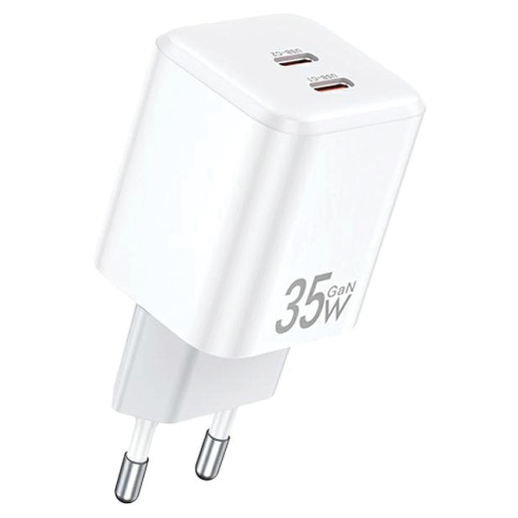 Awei Ład. Siec. Pd65-Eu 35W2X Usb-C Biała/White Gan
