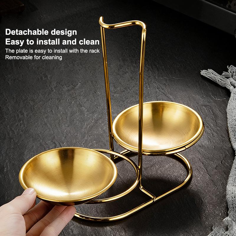Stainless Steel Single/Double Ladle Vertical Spoon Utensil Rack Soup Spoon Rest Stand Multi-Function Tableware Storage Shelf