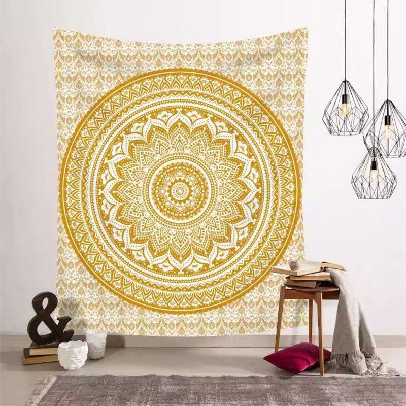 Large Golden Ombre Mandala Wall Tapestry Traditional Indian Hippie Room Decoration Oriental Artist Indian Bedroom Hanging