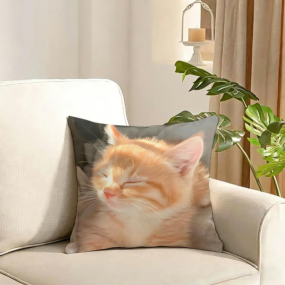 Cute Pet Animal Cushion Cover Reversible Plush Pillow Cover Soft Fluffy Home Decor for Sofa Bedroom