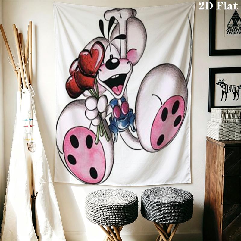 Diddl Wall Tapestry Aesthetic Wall Hanging Printed Fabric Blanket Decorative Tapestries for Bedroom Living Room Home Decor
