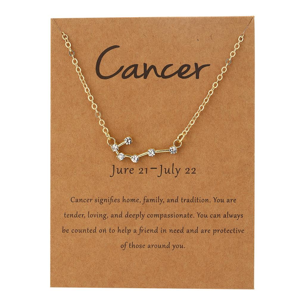 Necklace for Women Zodiac Card Pendant Necklace Ins Simple Personalized Collarbone Chain with Diamond Constellation Necklace Elegant Necklace