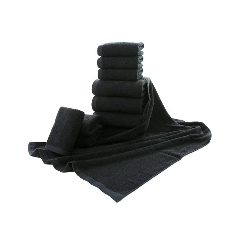 5 piece 100% Cotton Black Face Towel No Fading Bath Towels Large Men's Beach Towel for Hotel Corporate Gift DropShip Available