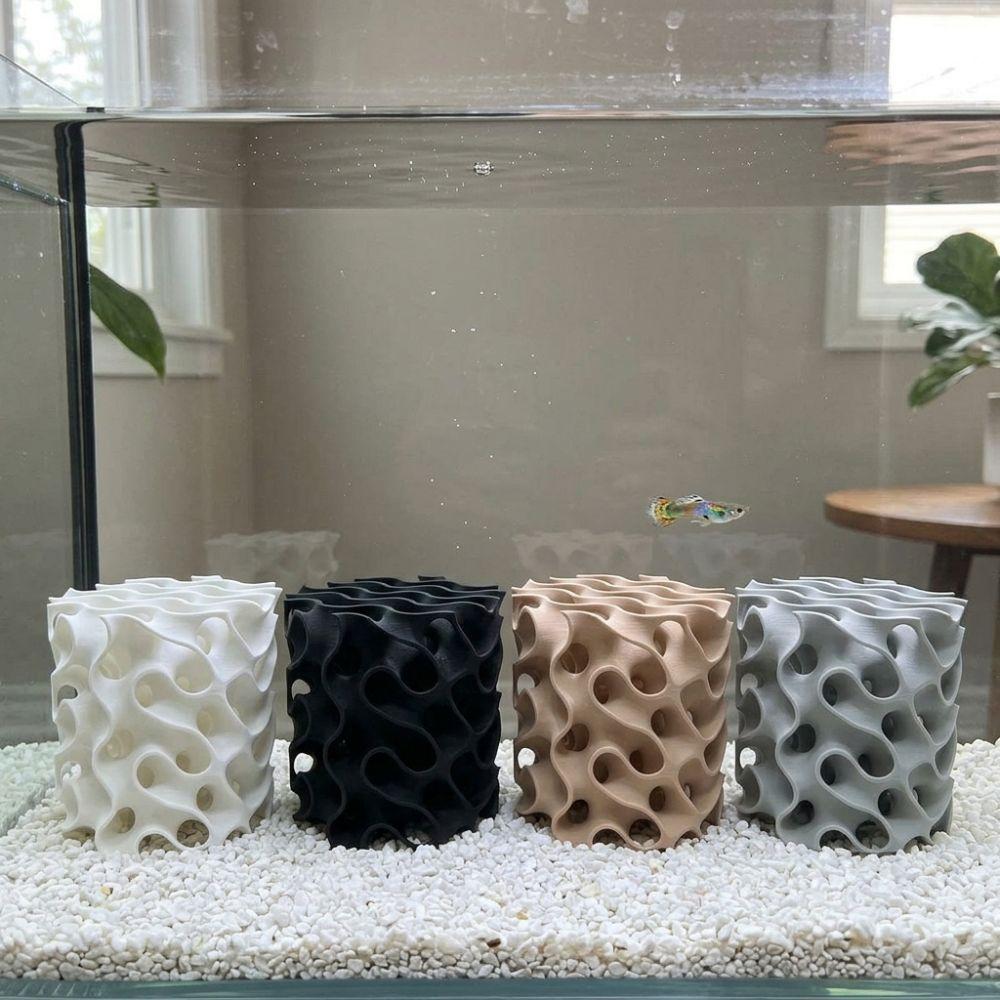 3D Printed Porous Fish Breeding Cave Wave-Shape Small Fish Safe Refuge Play Rest