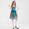 Traditional Style Bavarian Dress Oktoberfest Costume Beer Maid Uniform with Embroidered Apron and Lace Trimmed Sleeves for Women