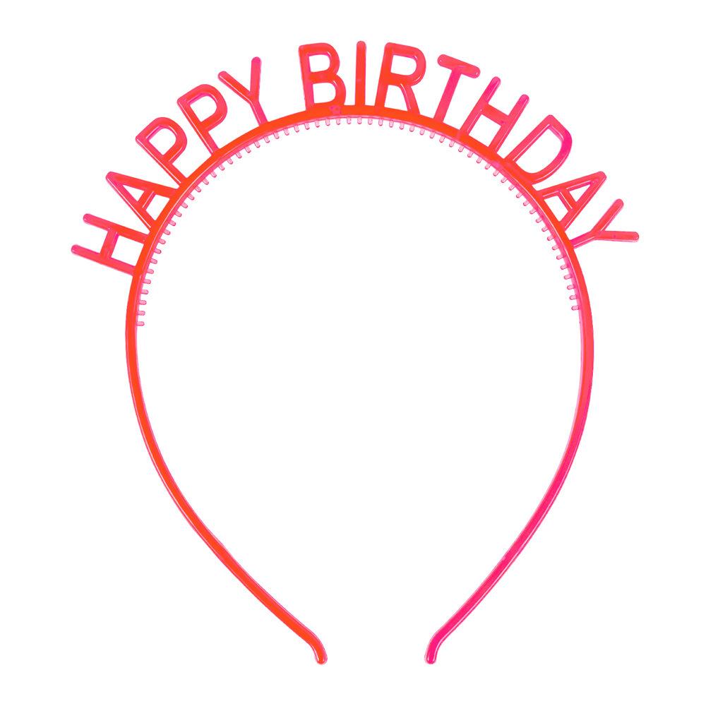 Pięć opasek na głowę z napisem 'Happy Birthday', kolorowy tort, ozdobna opaska na głowę na przyjęcie urodzinowe, nakrycie głowy w kształcie tortu urodzinowego.